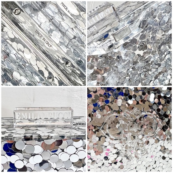 Emilio Pucci Rare Glitter Lucite 3-D Logo Box Clutch/Shoulder Bag - Picture 11 of 16